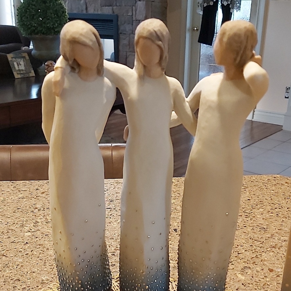 Willow Tree Cream and Blue Modern Decor Accents